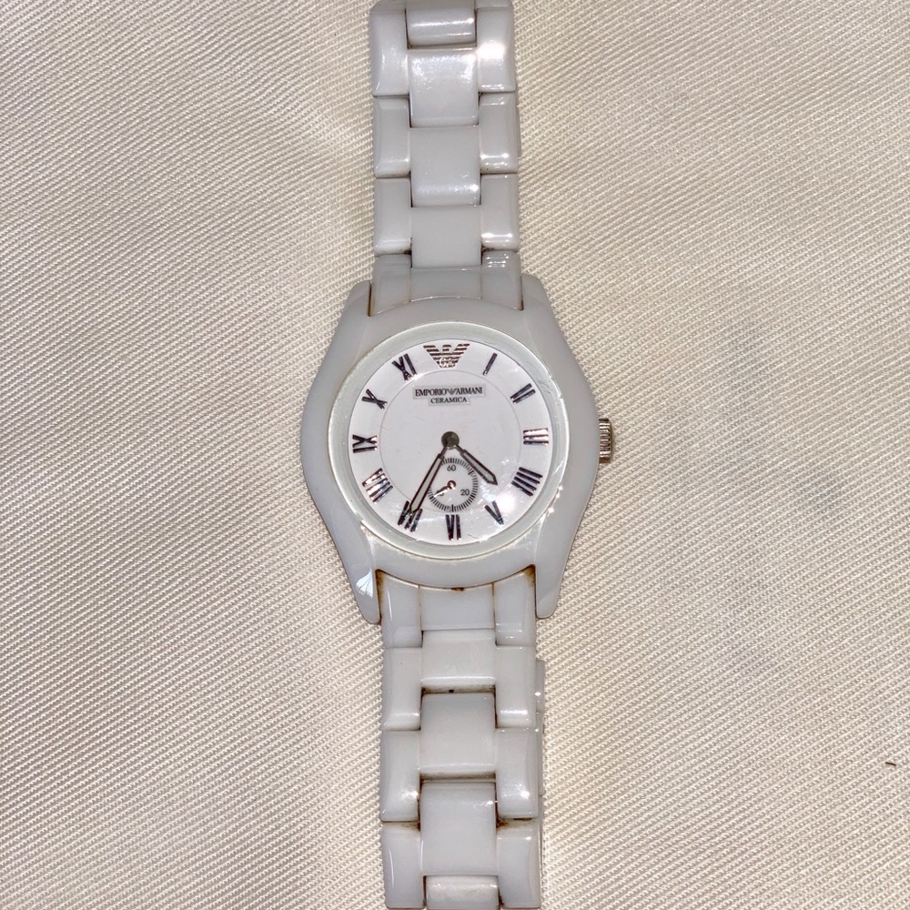 Emporio Armani White Ceramic Chrono Watch